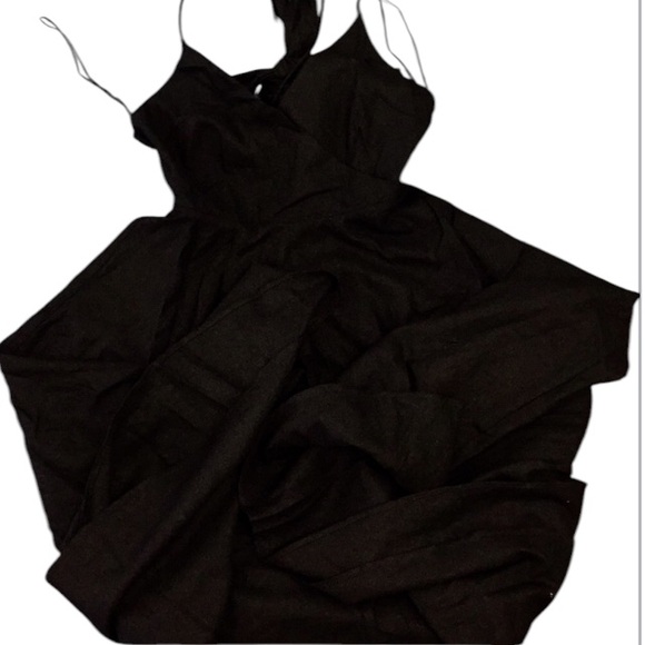 ZARA BLACK LINEN WRAP BOW TIE BACK MIDI MAXI DRESS $69.90 - Picture 11 of 14